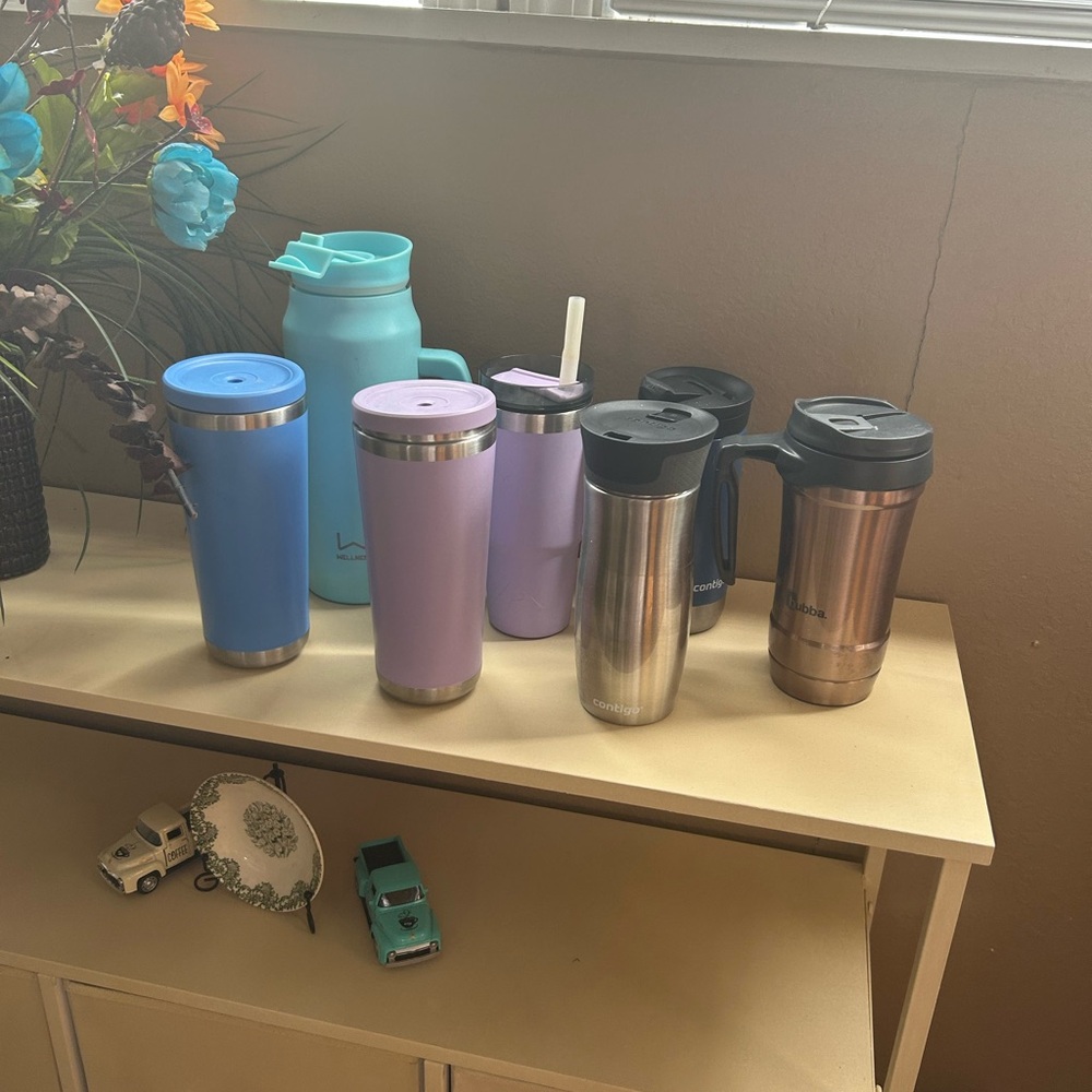 Insulated Tumblers - Blue, Purple, Silver, Bronze 7 pieces lot